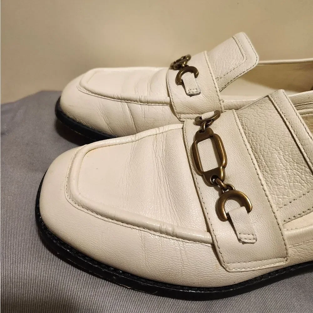 Larroude “Patricia” Cream Kidskin Bit Loafers Sz 8.5 Ret $330